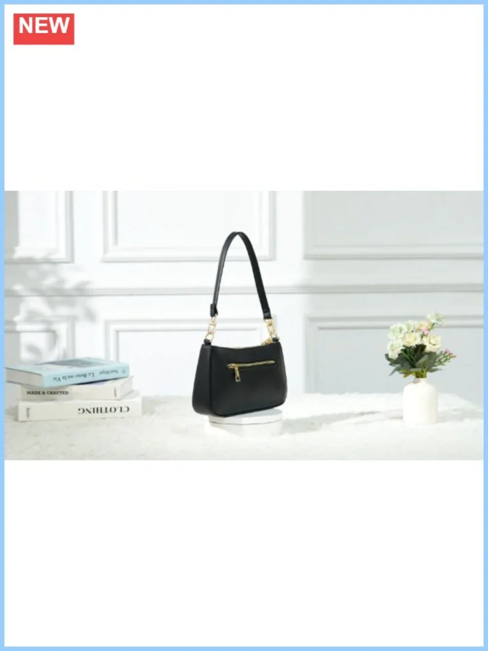 Vegan Leather Hobo Shoulder Bag Crossbody Purse with Gold Hardware